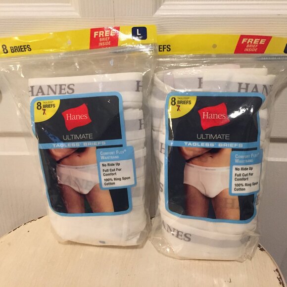2 Packs 8 Mens Hanes Tagless Comfort Flex Waistband Briefs Size Large 2015 NEW! - Picture 1 of 9